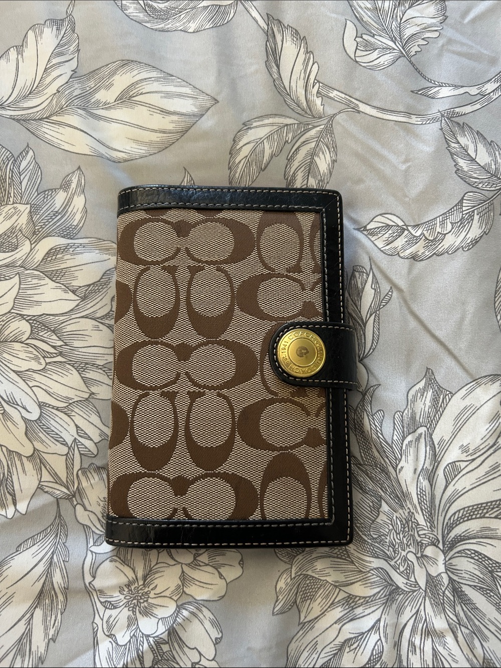 Coach Brown Signature Canvas Snap Planer with Dark Trim